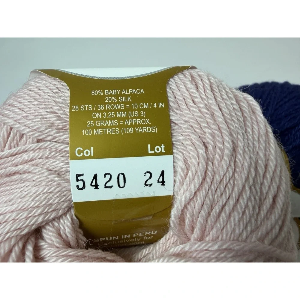 Elann Baby‎ Silk Yarn Lot Of 4 - 2 Pink 2 Blue Alpaca Silk Blend 25g Each